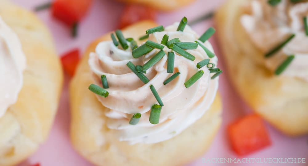 Pikante Windbeutel mit Frischkäse | Backen macht glücklich