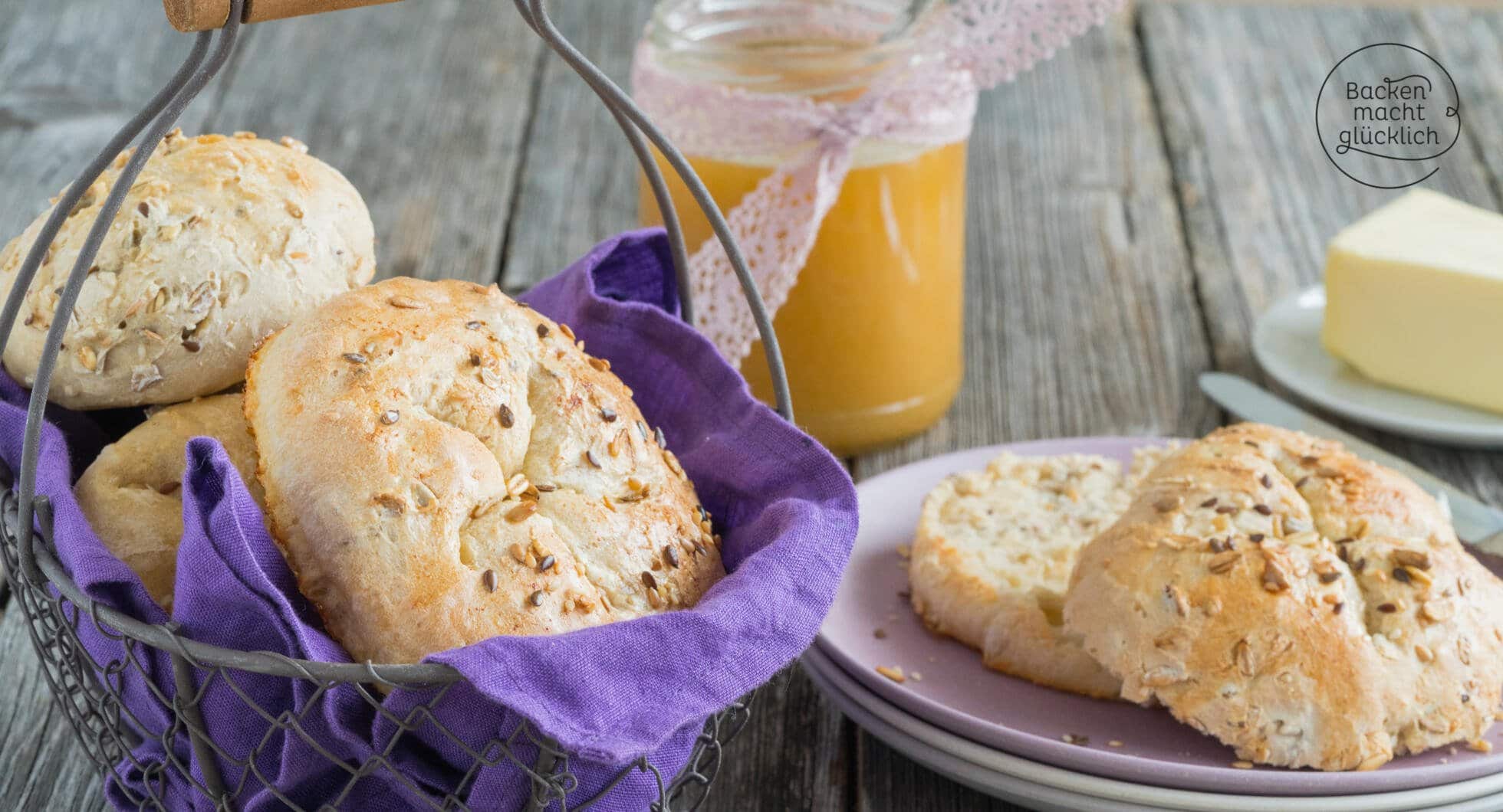 Schnelle Mehrkornbrötchen mit Hefe | Backen macht glücklich