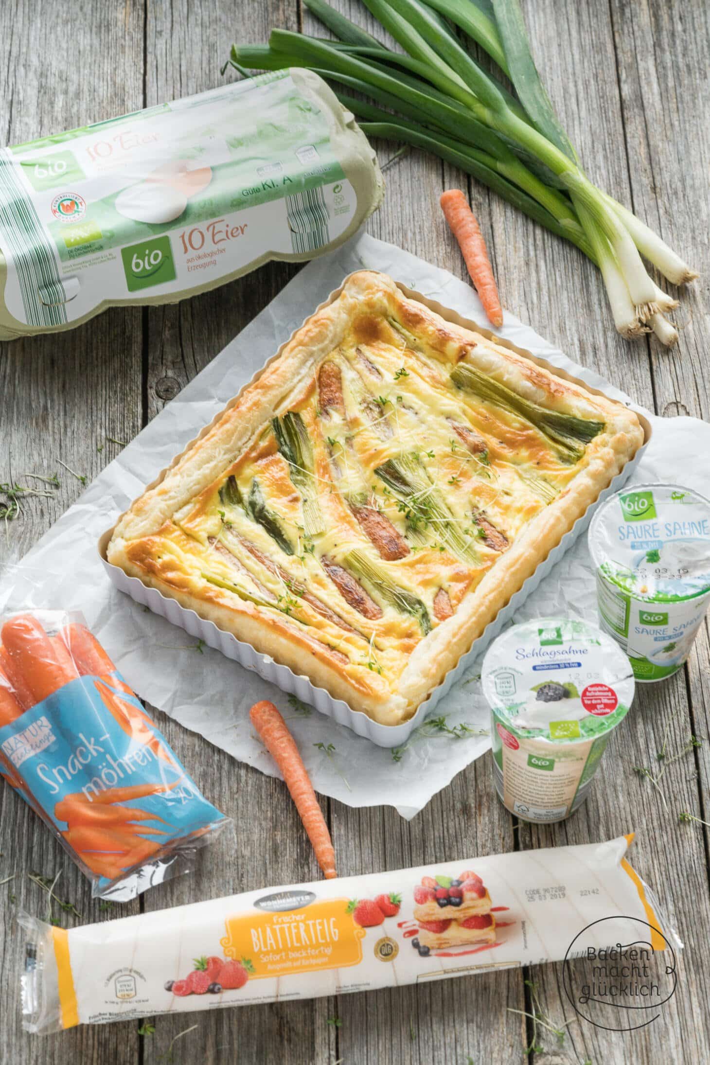 Möhren-Quiche mit Blätterteig | Backen macht glücklich