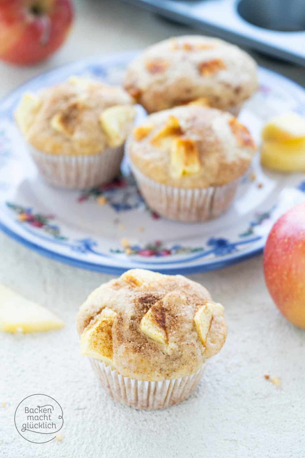 Einfache, saftige Apfelmuffins | Backen macht glücklich