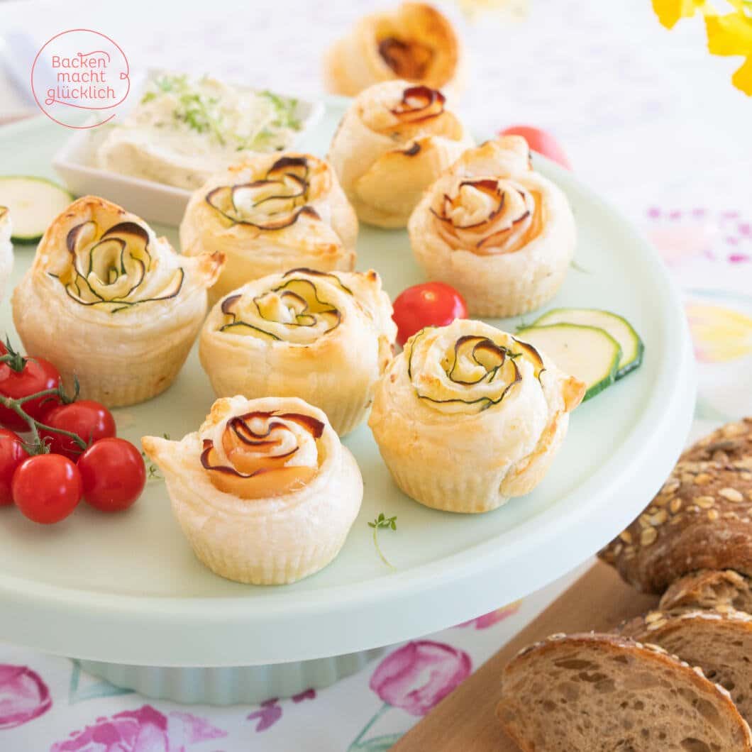 Herzhafte Rosen-Muffins aus Blätterteig | Backen macht glücklich