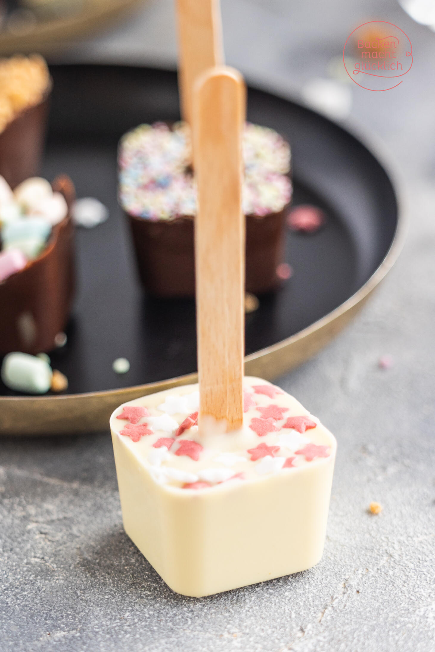 Trinkschokolade am Stiel | Backen macht glücklich