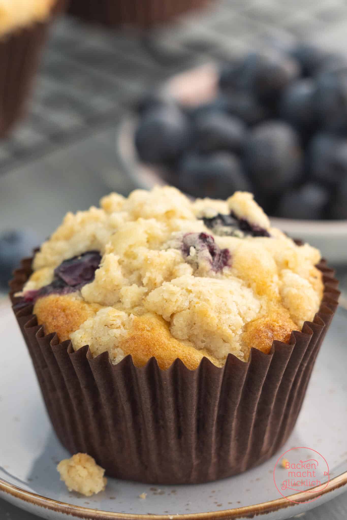 vegane Blaubeermuffins mit Streuseln