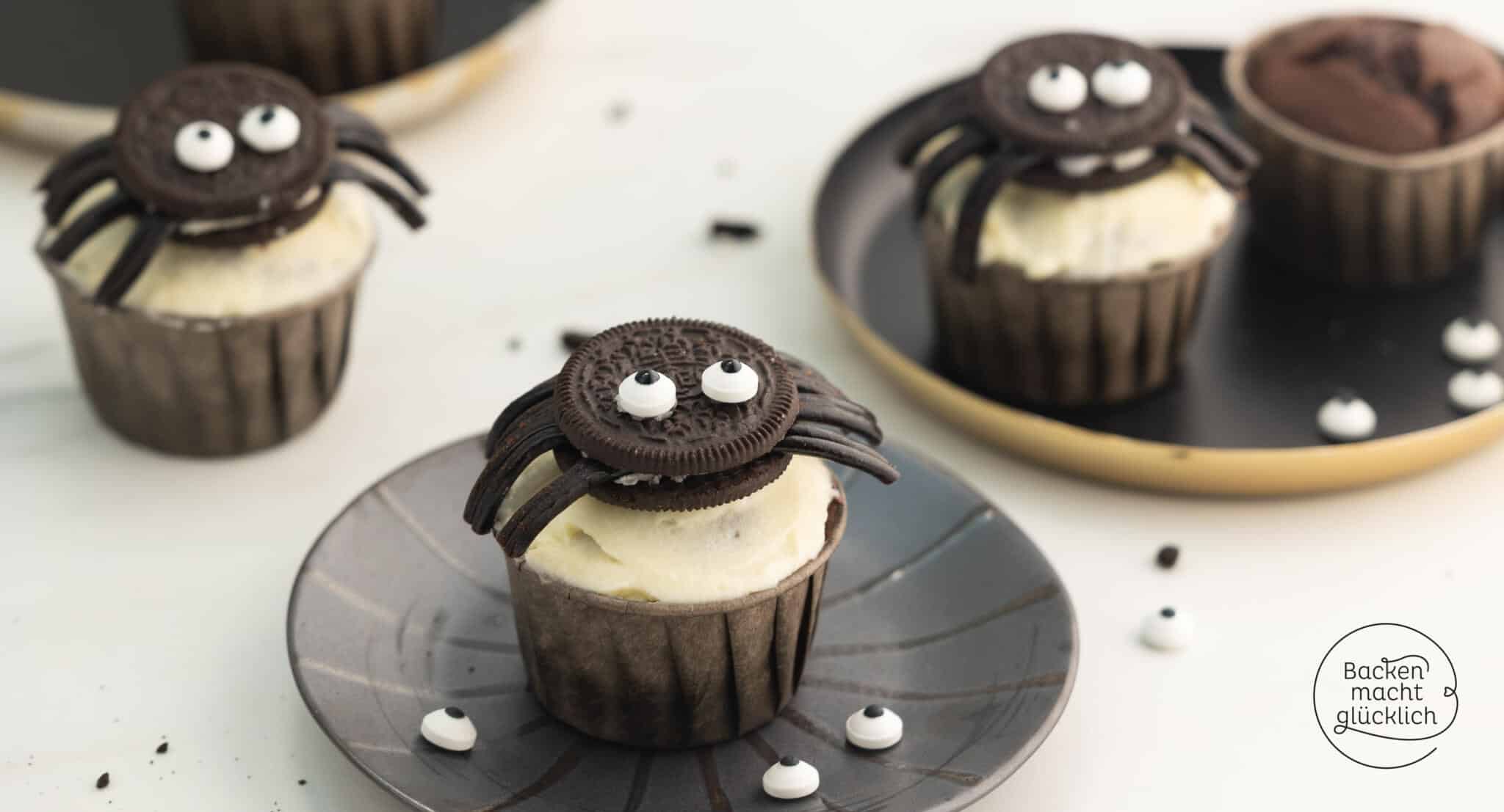 Spinnenmuffins für Halloween