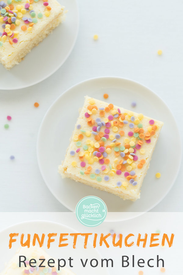 Dieser schnelle Konfetti-Kuchen ist ein echter Hingucker für Kindergeburtstage oder Fasching. Der einfache Limokuchen schmeckt mit Zuckerguss oder opulentem Frosting. Wer mag, kann zusätzlich Zuckerstreusel in den Teig des Funfettikuchens geben. Mit buntem Konfetti ist der Limokuchen der perfekte Faschingskuchen bzw Karnevalskuchen