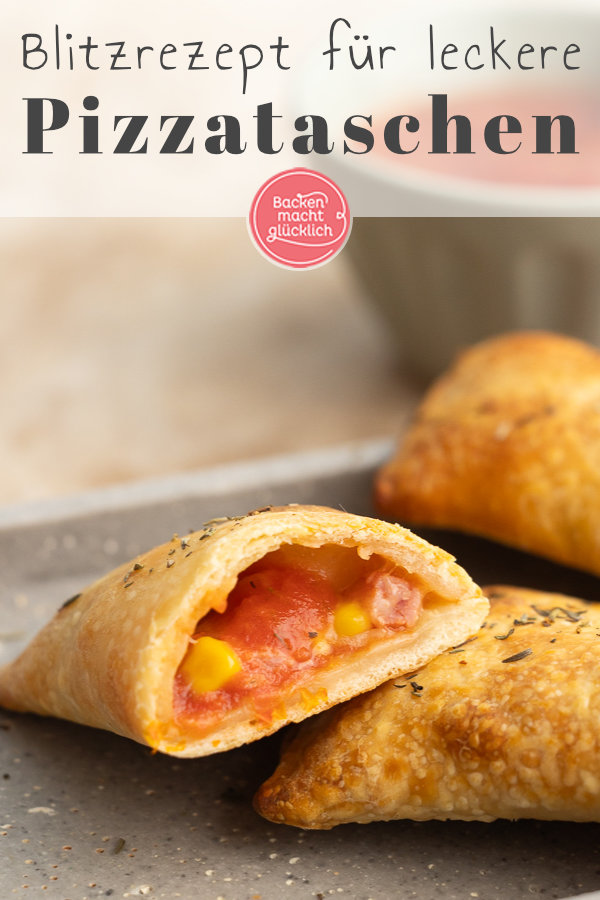 Schnelles, einfaches Rezept für super leckere Pizzataschen. Aus fertigem Pizzateig oder komplett selbst gemacht.