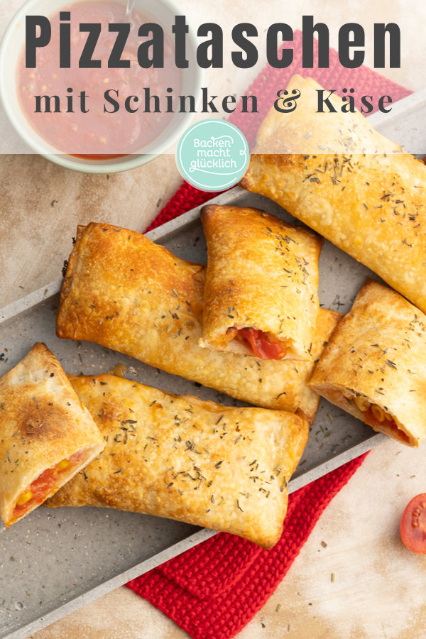 Schnelles, einfaches Rezept für super leckere Pizzataschen. Aus fertigem Pizzateig oder komplett selbst gemacht.