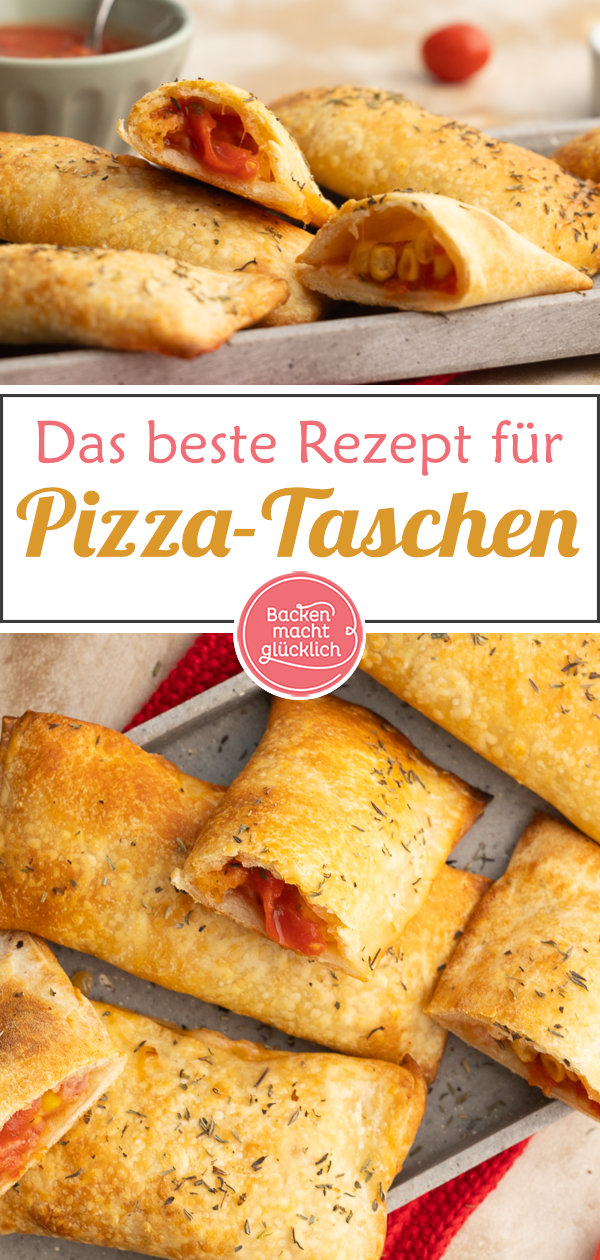 Schnelles, einfaches Rezept für super leckere Pizzataschen. Aus fertigem Pizzateig oder komplett selbst gemacht.