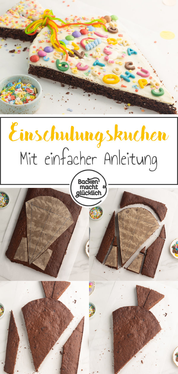 Schultüte backen ohne Fondant und Spezialform: Dieser einfache Einschulungskuchen mit Schokolade ist der Hit.