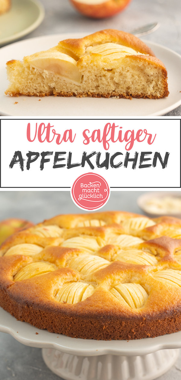 Einfacher, schneller Apfelkuchen mit Rührteig nach Omas Rezept. Gelingt garantiert, wird super saftig & fruchtig.