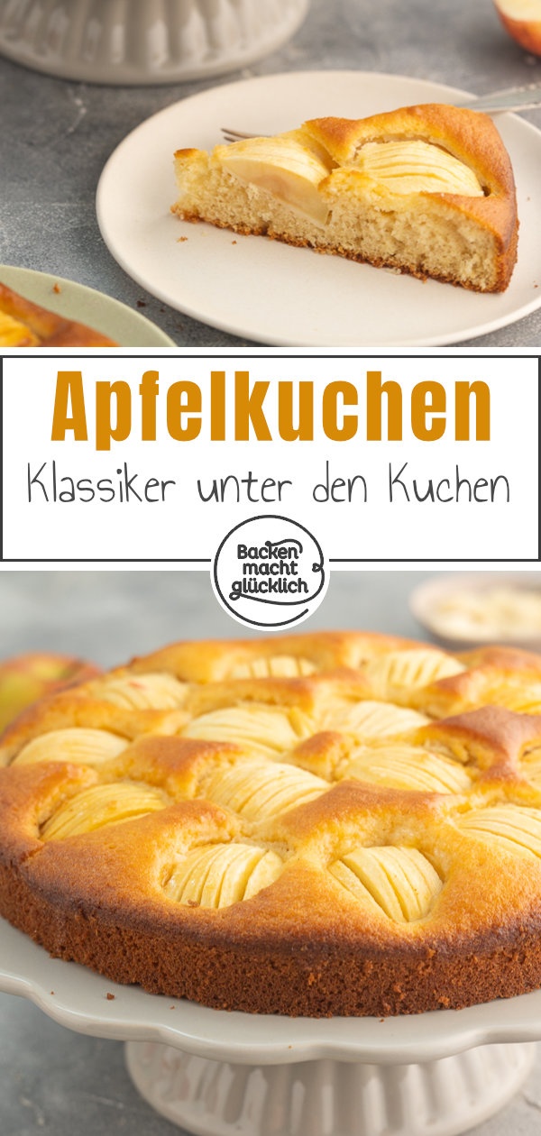 Einfacher, schneller Apfelkuchen mit Rührteig nach Omas Rezept. Gelingt garantiert, wird super saftig & fruchtig.