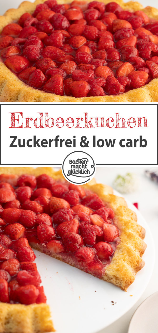 Ein toller glutenfreier, zuckerfreier Obstkuchen, der ganz ohne Mehl auskommt und nur gut 100 Kalorien pro Stück hat