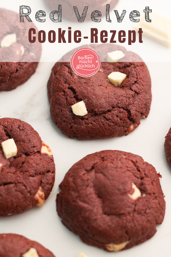 Das beste Red Velvet Cookies Rezept mit weißer Schokolade ♥ Schnell, einfach, unglaublich lecker.