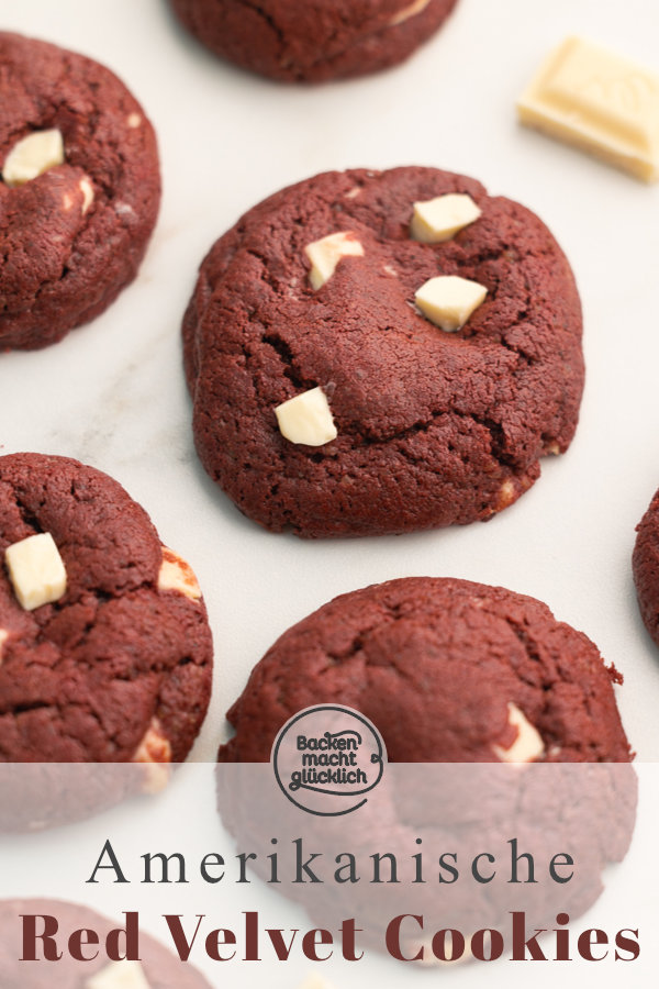 Das beste Red Velvet Cookies Rezept mit weißer Schokolade ♥ Schnell, einfach, unglaublich lecker.