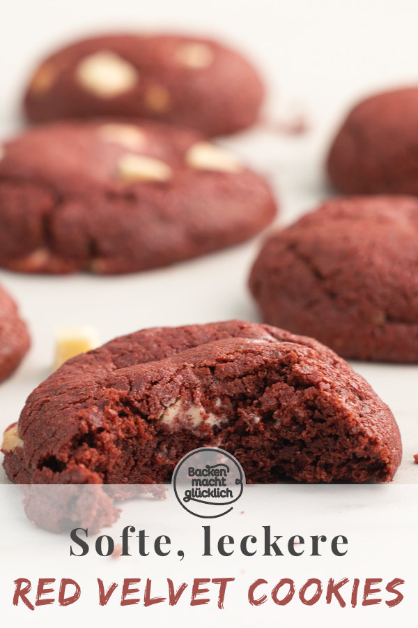 Das beste Red Velvet Cookies Rezept mit weißer Schokolade ♥ Schnell, einfach, unglaublich lecker.