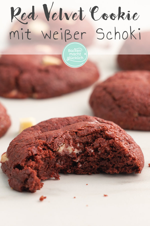 Das beste Red Velvet Cookies Rezept mit weißer Schokolade ♥ Schnell, einfach, unglaublich lecker.