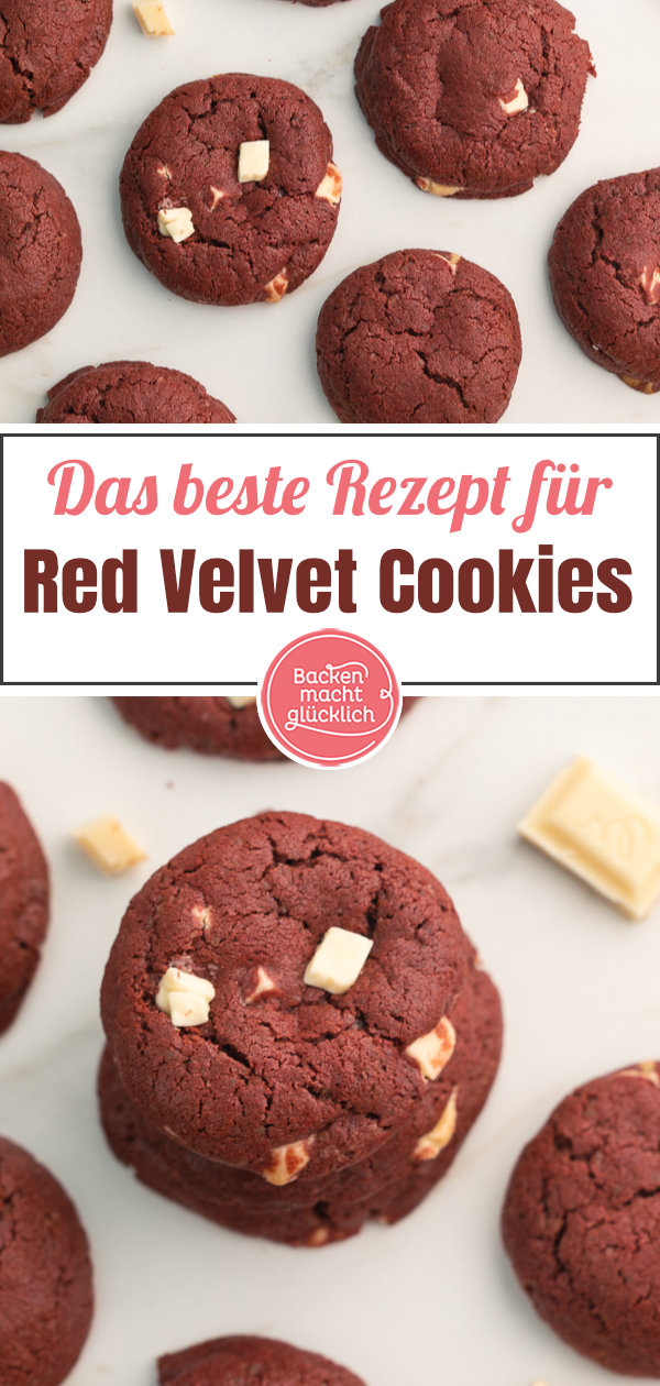 Das beste Red Velvet Cookies Rezept mit weißer Schokolade ♥ Schnell, einfach, unglaublich lecker.