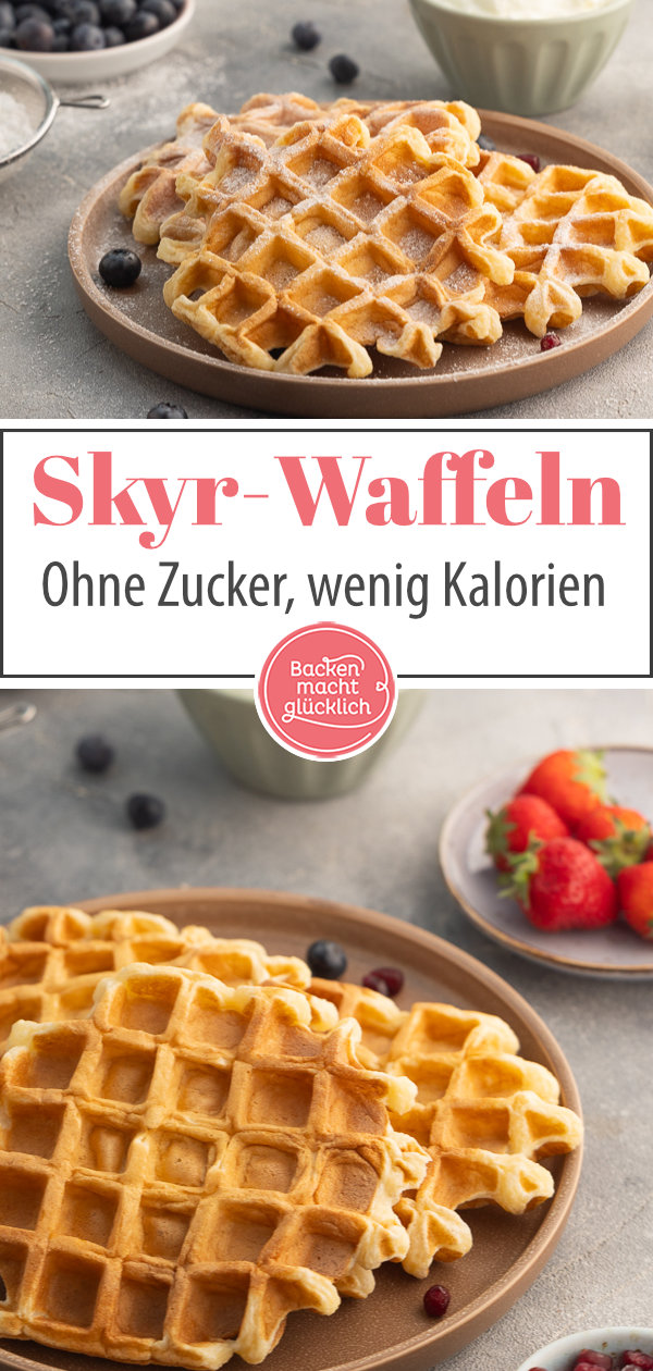 Diese einfachen Waffeln mit Skyr werden herrlich flaumig und lecker - und das, obwohl sie zuckerfrei und kalorienarm sind!