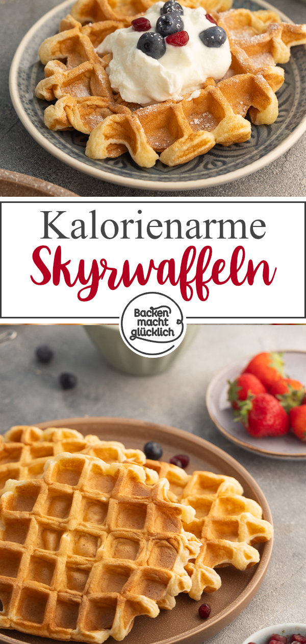 Diese einfachen Waffeln mit Skyr werden herrlich flaumig und lecker - und das, obwohl sie zuckerfrei und kalorienarm sind!