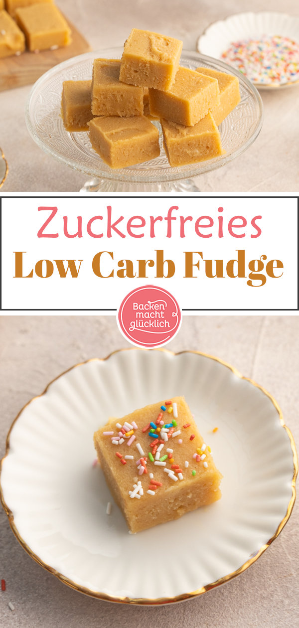 Himmlisches Low Carb Fudge ohne Zucker: super cremig, kohlenhydratarm & lecker! Nur 15 Minuten Aufwand. Mit Erdnusscreme oder Mandelmus.