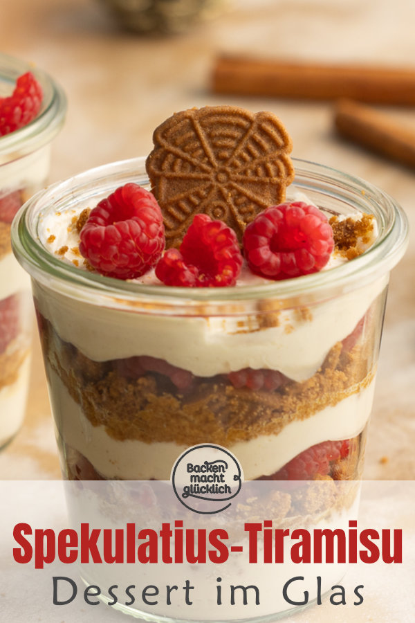 Schnelles Spekulatiustiramisu mit Himbeeren im Glas: unglaublich lecker, einfach & gut vorzubereiten.