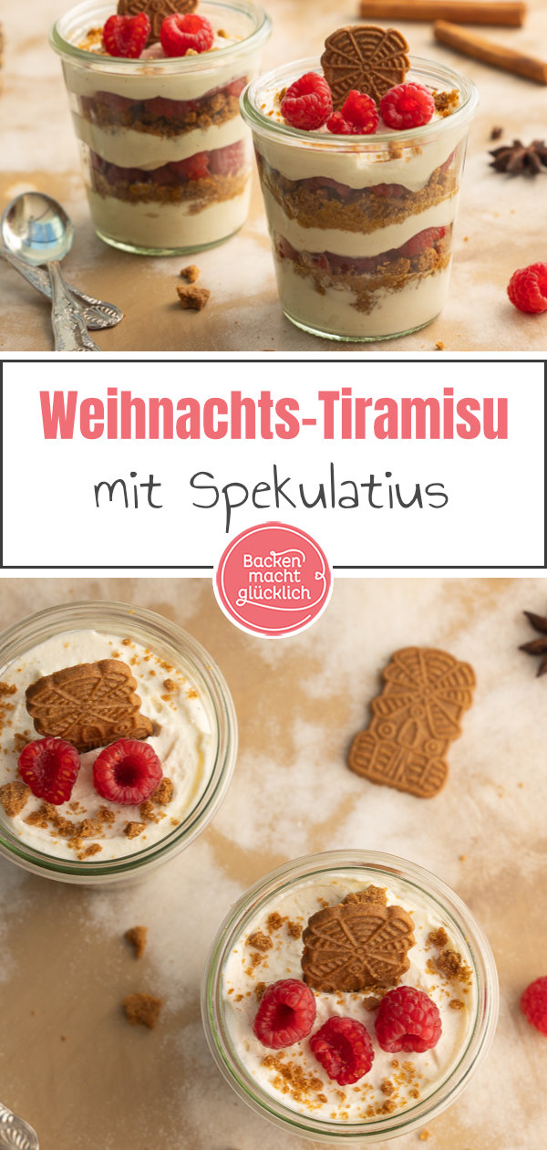 Schnelles Spekulatiustiramisu mit Himbeeren im Glas: unglaublich lecker, einfach & gut vorzubereiten.