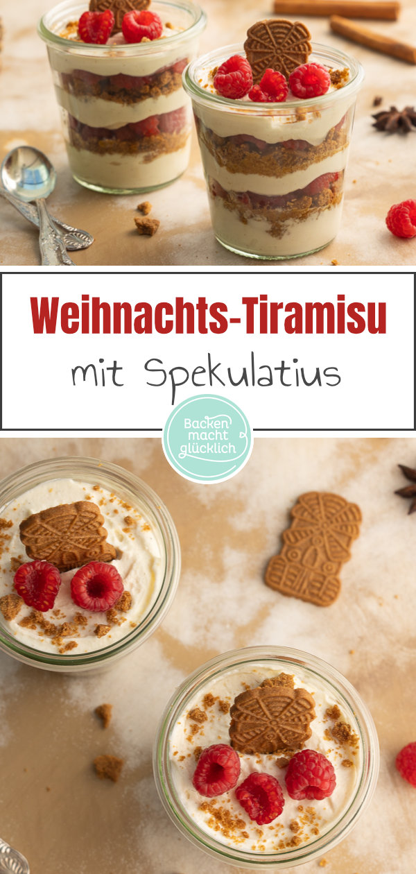 Schnelles Spekulatiustiramisu mit Himbeeren im Glas: unglaublich lecker, einfach & gut vorzubereiten.