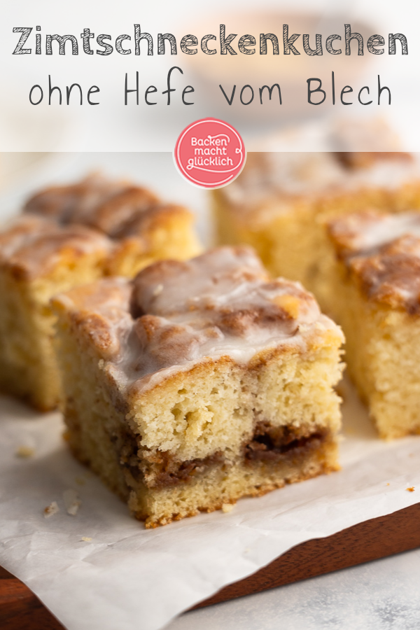 Der beste Zimtschneckenkuchen vom Blech! Ohne Hefe, aus saftigem Rührteig & mit genialem Zimttopping. Einfach, schnell, lecker!